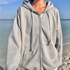 Brandy Melville Gray Christy Zip Up